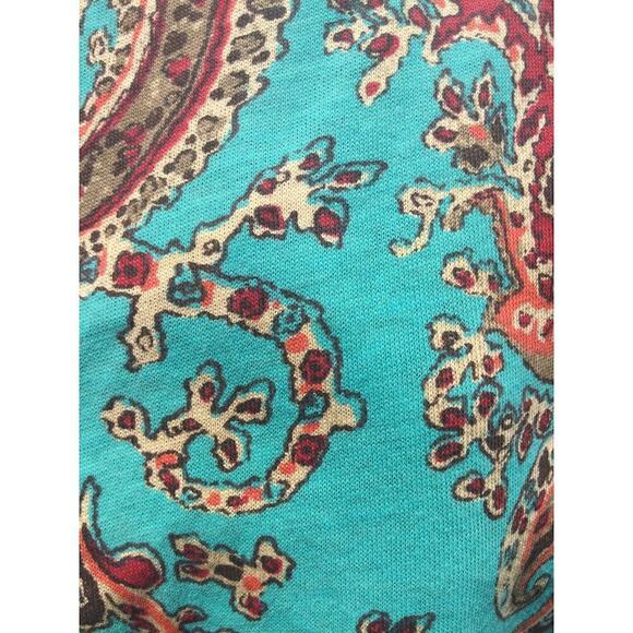 Ralph Lauren womens sleeveless ruffle tank top S teal green paisley southwest - Picture 4 of 6